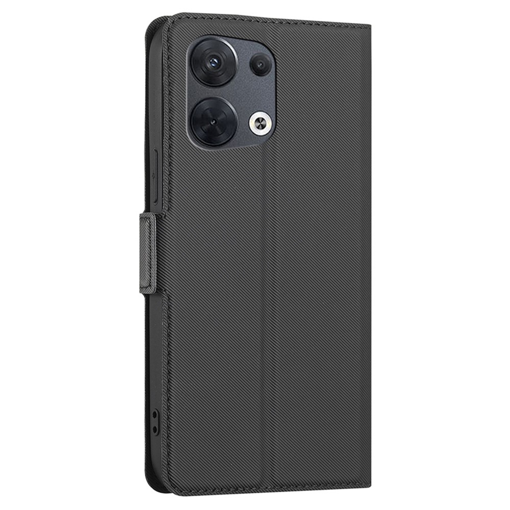 For Oppo Reno8 5G Ultra-slim Twill Texture PU Leather Case Precise Cutouts Double Magnetic Clasp Cover Stand Phone Shell - Black-8