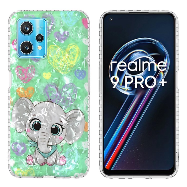 YB IMD Series-13 Shell Pattern Phone Case for Realme 9 Pro+ 5G, IMD IML Soft 2.0mm TPU Airbag Shockproof Protective Cover - BK009-Elephant-1