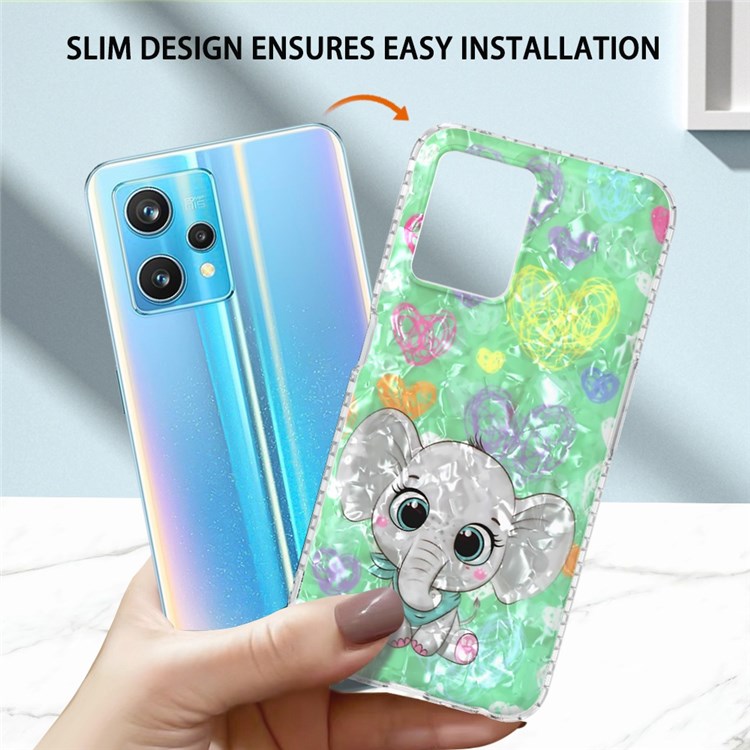 YB IMD Series-13 Shell Pattern Phone Case for Realme 9 Pro+ 5G, IMD IML Soft 2.0mm TPU Airbag Shockproof Protective Cover - BK009-Elephant-4
