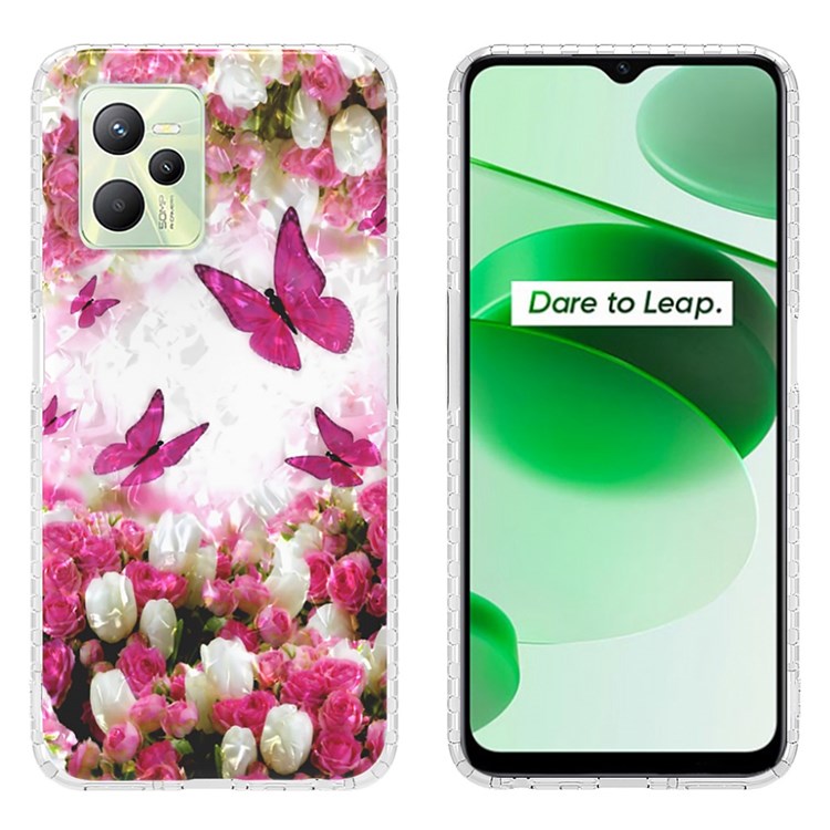 YB IMD Series-13 Phone Case for Realme C35 4G, Shell Pattern 2.0mm Soft TPU Airbag Anti-fall IMD IML Shockproof Phone Case - Dancing Butterfly-1