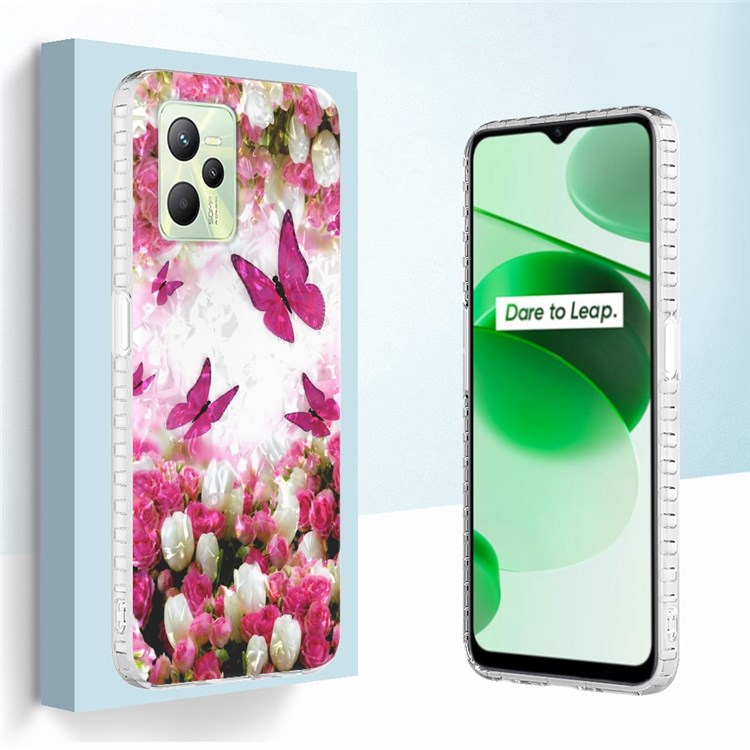 YB IMD Series-13 Phone Case for Realme C35 4G, Shell Pattern 2.0mm Soft TPU Airbag Anti-fall IMD IML Shockproof Phone Case - Dancing Butterfly-2