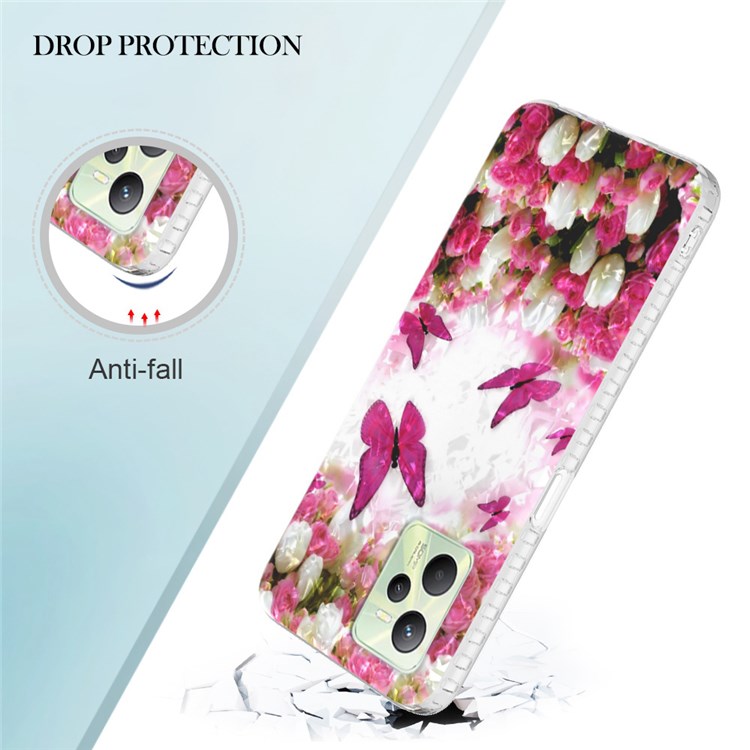 YB IMD Series-13 Phone Case for Realme C35 4G, Shell Pattern 2.0mm Soft TPU Airbag Anti-fall IMD IML Shockproof Phone Case - Dancing Butterfly-3
