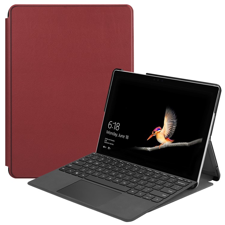 PU Leather Stand Cover for Microsoft Surface Go - Wine Red-1