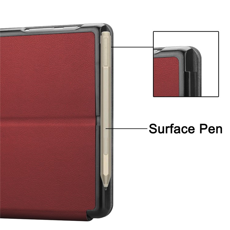 PU Leather Stand Cover for Microsoft Surface Go - Wine Red-10