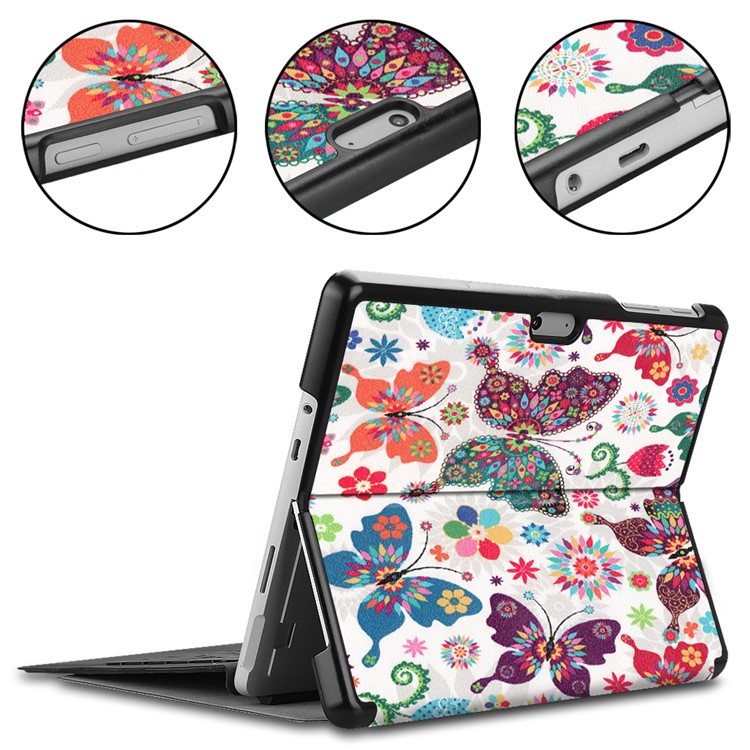 Pattern Printing PU Leather Stand Shell for Microsoft Surface Go - Pretty Butterflies-6