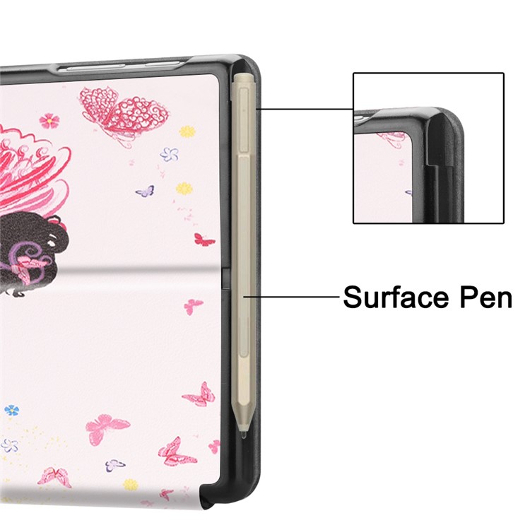 Pattern Printing PU Leather Tablet Case with Stand for Microsoft Surface Go - Fairy Girl and Butterflies-10