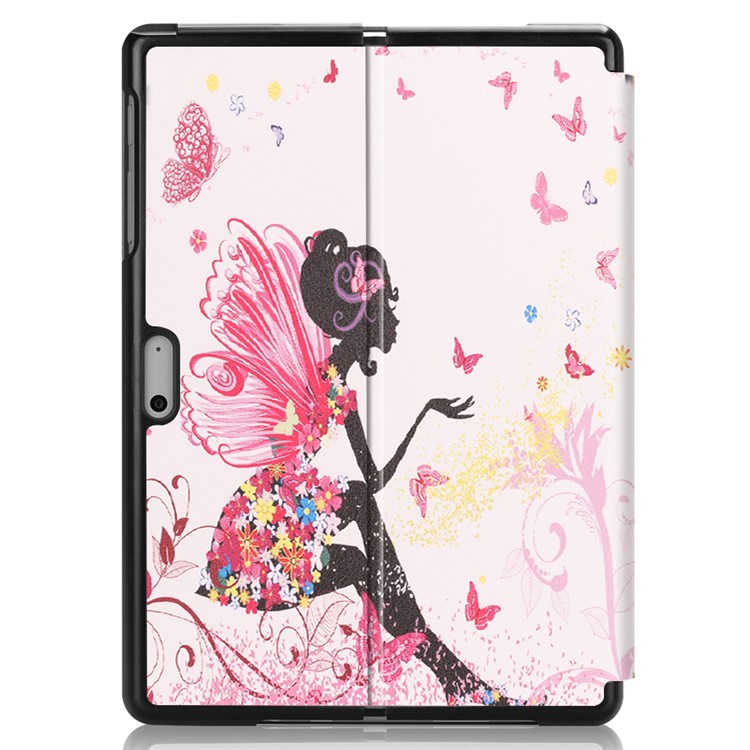 Pattern Printing PU Leather Tablet Case with Stand for Microsoft Surface Go - Fairy Girl and Butterflies-3