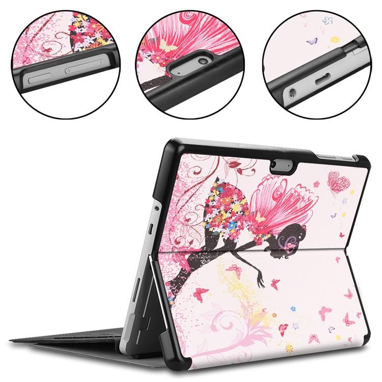 Pattern Printing PU Leather Tablet Case with Stand for Microsoft Surface Go - Fairy Girl and Butterflies-6