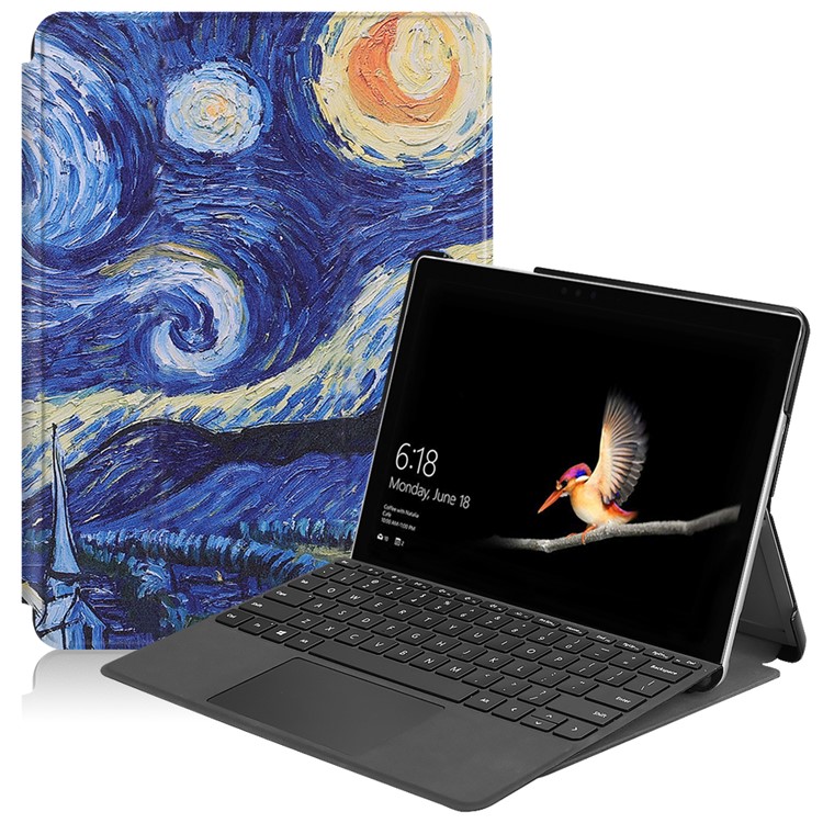 Pattern Printing PU Leather Tablet Shell with Stand for Microsoft Surface Go - Starry Night-1