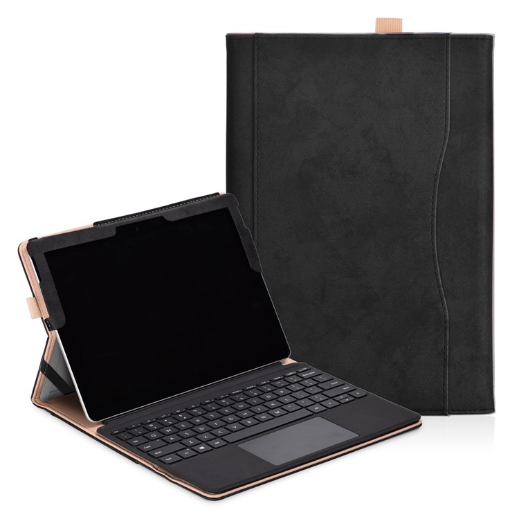 PU Leather Flip Stand Case Cover for Microsoft Surface Go - Black-1