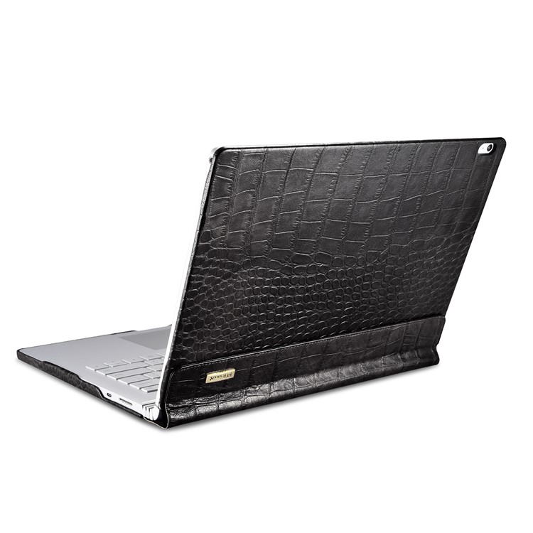 ICARER Deluxe Crocodile Texture Genuine Leather Cover Case for Microsoft Surface Book 2 13.5 - Black-11