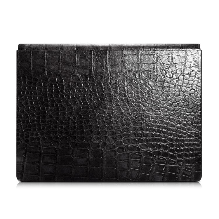 ICARER Deluxe Crocodile Texture Genuine Leather Cover Case for Microsoft Surface Book 2 13.5 - Black-2