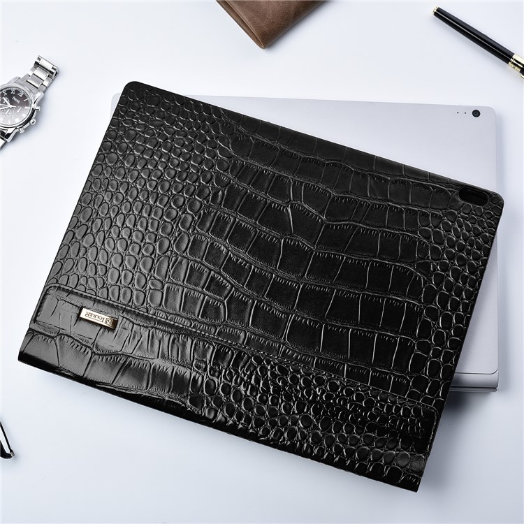 ICARER Deluxe Crocodile Texture Genuine Leather Cover Case for Microsoft Surface Book 2 13.5 - Black-23