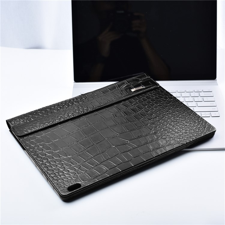 ICARER Deluxe Crocodile Texture Genuine Leather Cover Case for Microsoft Surface Book 2 13.5 - Black-24