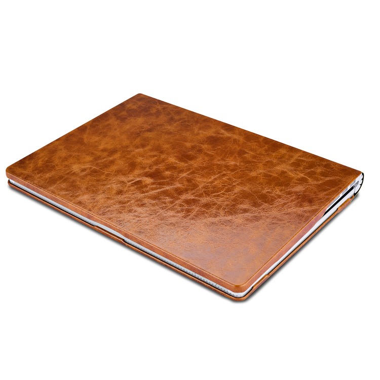 ICARER for Microsoft Surface Book 2 13.5 Oil Wax Genuine Leather Cover Full Body Protection - Brown-11