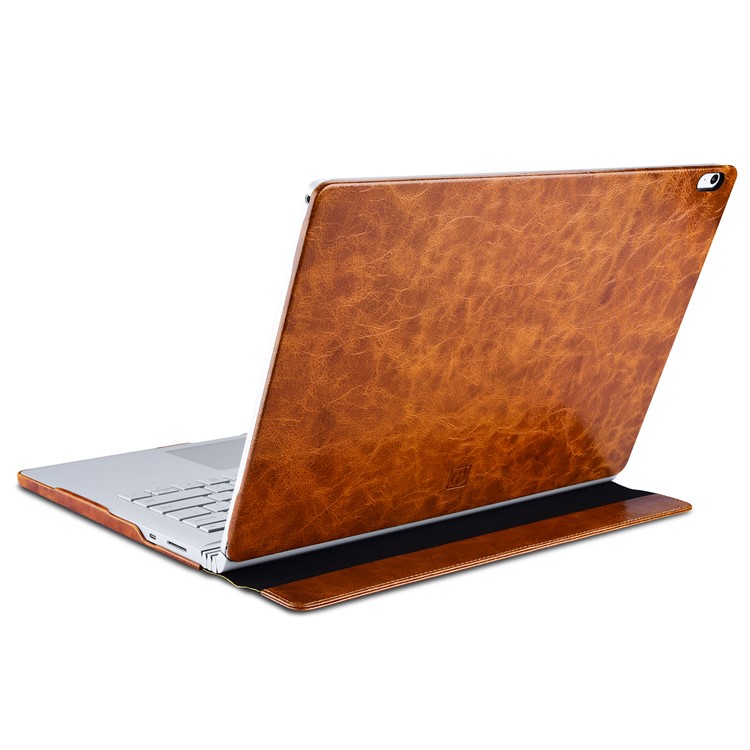 ICARER for Microsoft Surface Book 2 13.5 Oil Wax Genuine Leather Cover Full Body Protection - Brown-12