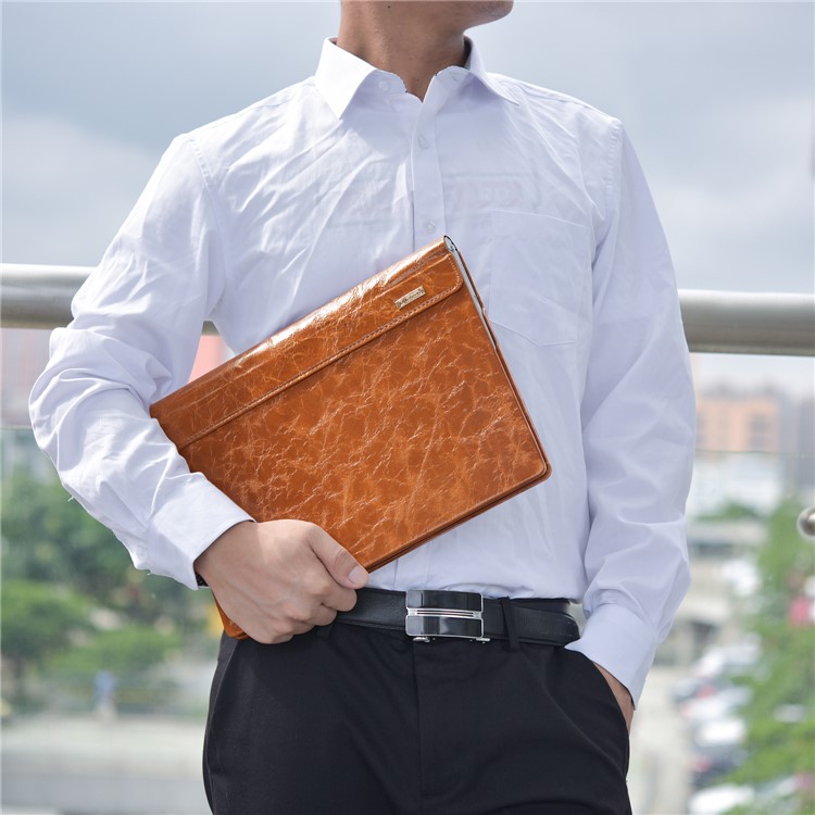 ICARER for Microsoft Surface Book 2 13.5 Oil Wax Genuine Leather Cover Full Body Protection - Brown-24