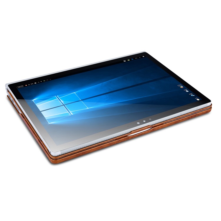 ICARER for Microsoft Surface Book 2 13.5 Oil Wax Genuine Leather Cover Full Body Protection - Brown-9