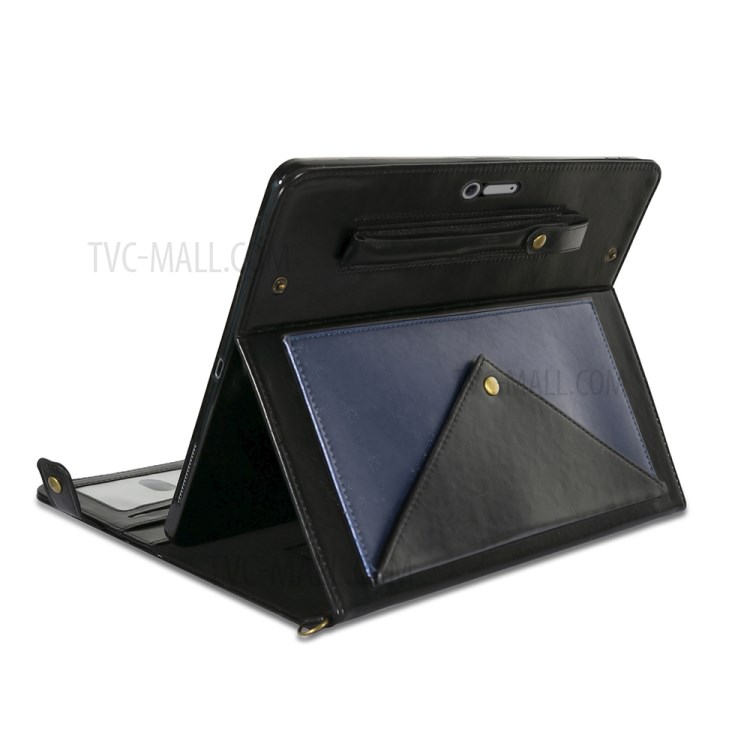 Color Splicing Envelop Style Wallet Leather Flip Case with Pen Pouch for Microsoft Surface Pro 7/6/5/4 - Black/Dark Blue-4