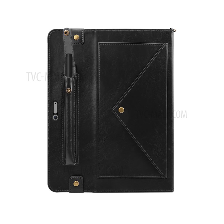 Envelop Style Wallet Stand Leather Tablet Shell with Pen Slot for Microsoft Surface Pro 7/6/5/4 - Black-2