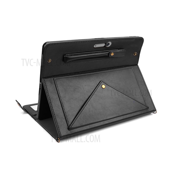 Envelop Style Wallet Stand Leather Tablet Shell with Pen Slot for Microsoft Surface Pro 7/6/5/4 - Black-6