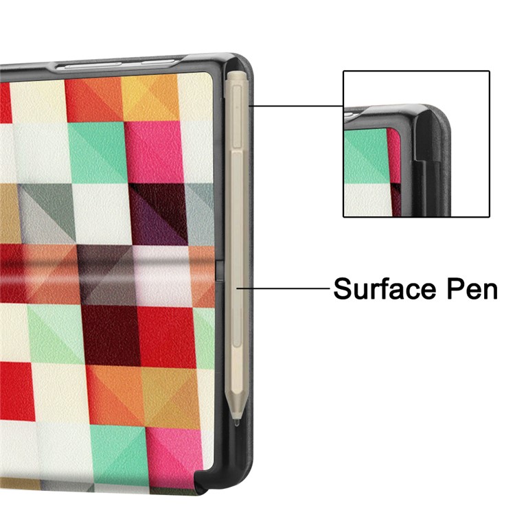 Pattern Printing PU Leather Stand Protective Cover for Microsoft Surface Go 2 - Colorful Plaid-10