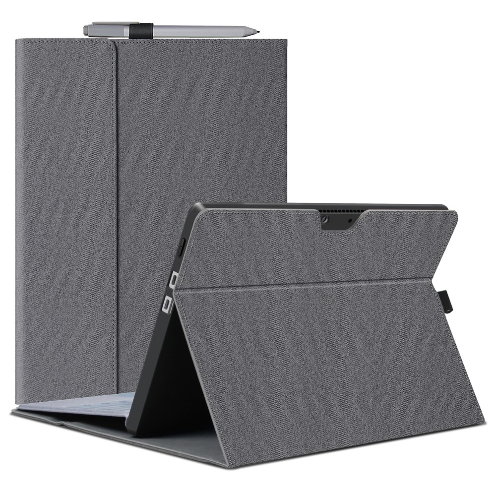 Cloth Texture TPU + Microfiber Leather Folio Flip Laptop Notebook Protective Case with Stand for Microsoft Surface Pro X-1
