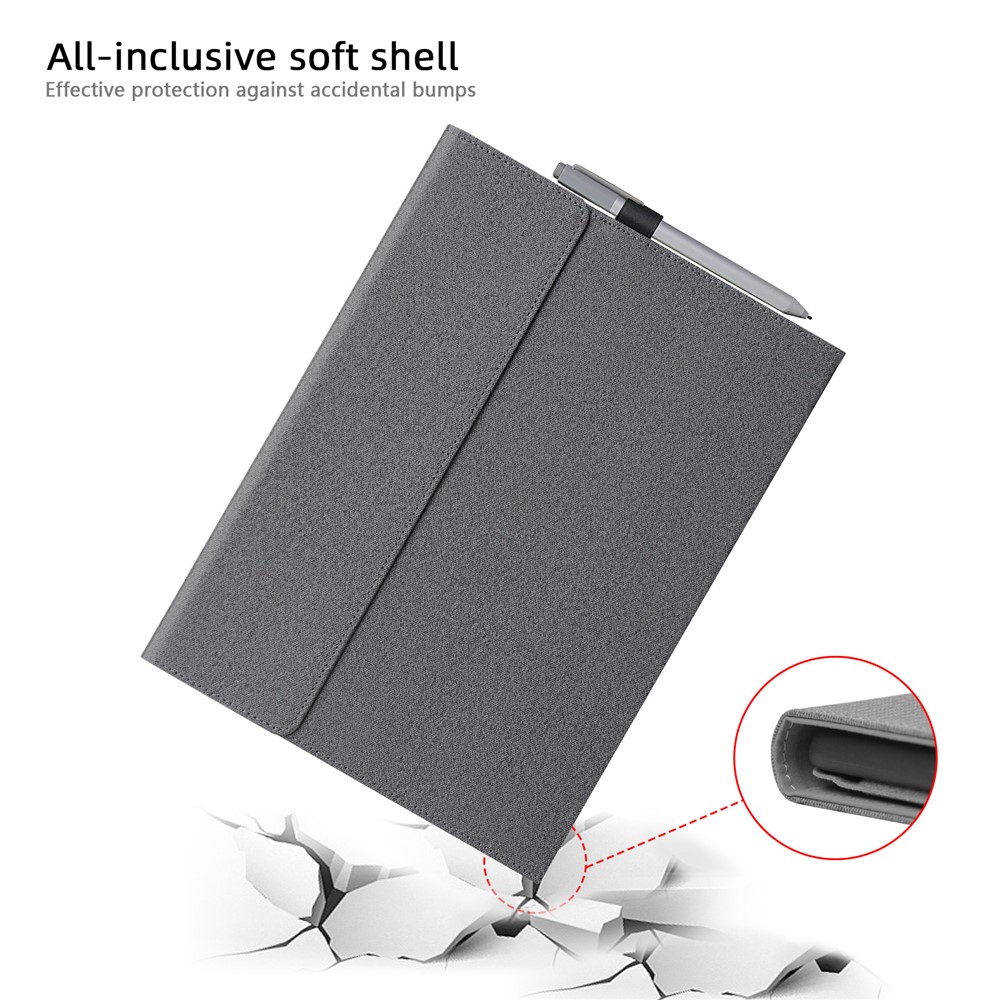 Cloth Texture TPU + Microfiber Leather Folio Flip Laptop Notebook Protective Case with Stand for Microsoft Surface Pro X-5