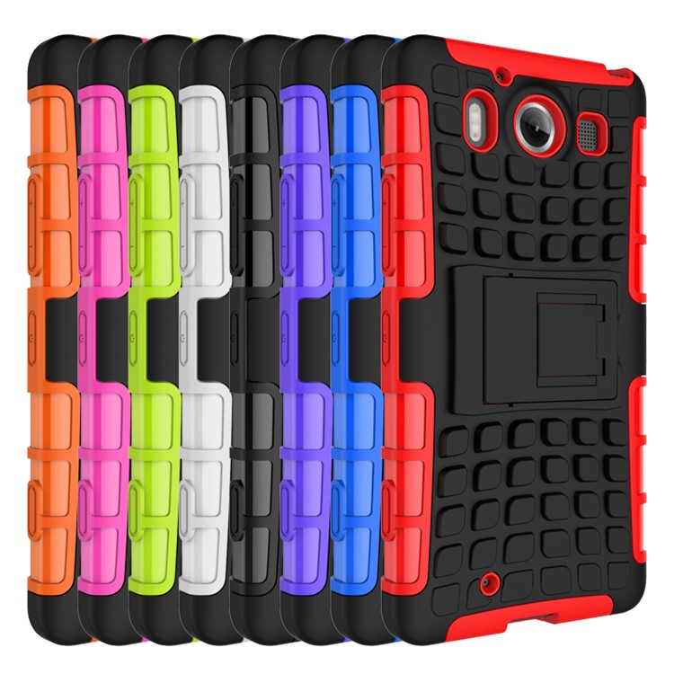 Snap-on Anti-slip PC + TPU Hybrid Case for Microsoft Lumia 950 with Kickstand - Black-4