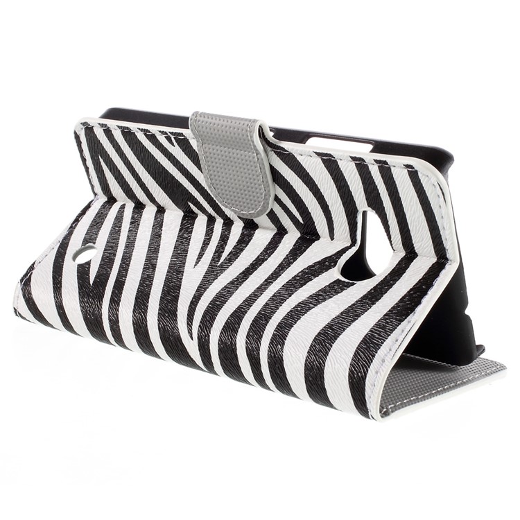 Flip PU Leather Stand Wallet Shell for Microsoft Lumia 550 - Zebra Stripes-5