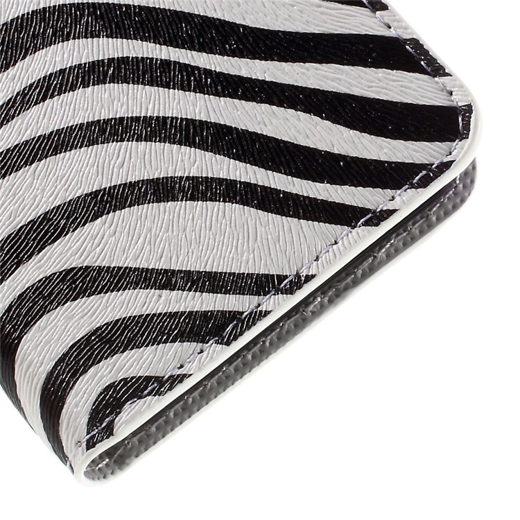 Flip PU Leather Stand Wallet Shell for Microsoft Lumia 550 - Zebra Stripes-8