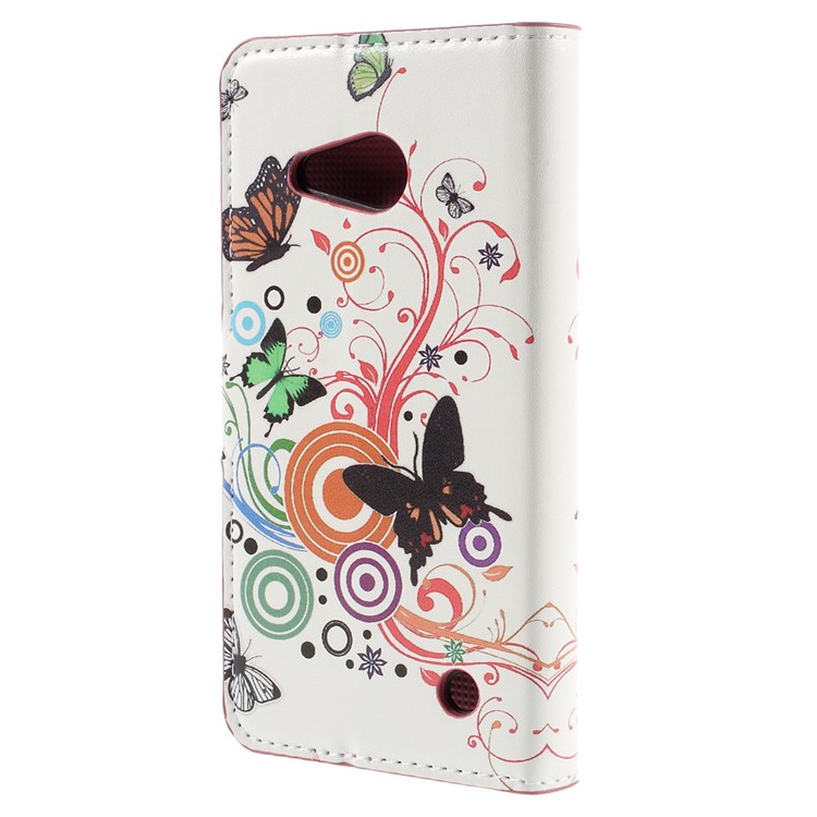 PU Leather Cover Case with Card Holder Stand for Microsoft Lumia 550 - Butterflies and Circles-2