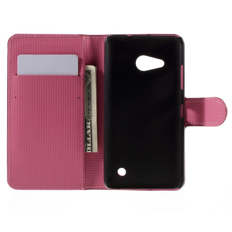 PU Leather Cover Case with Card Holder Stand for Microsoft Lumia 550 - Butterflies and Circles-6