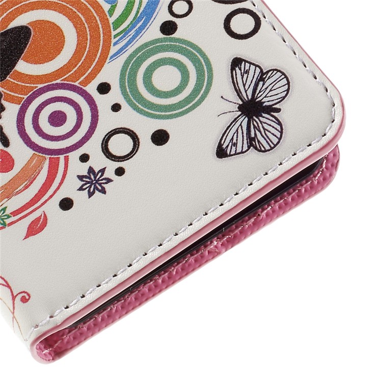 PU Leather Cover Case with Card Holder Stand for Microsoft Lumia 550 - Butterflies and Circles-8