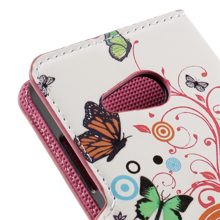 PU Leather Cover Case with Card Holder Stand for Microsoft Lumia 550 - Butterflies and Circles-9