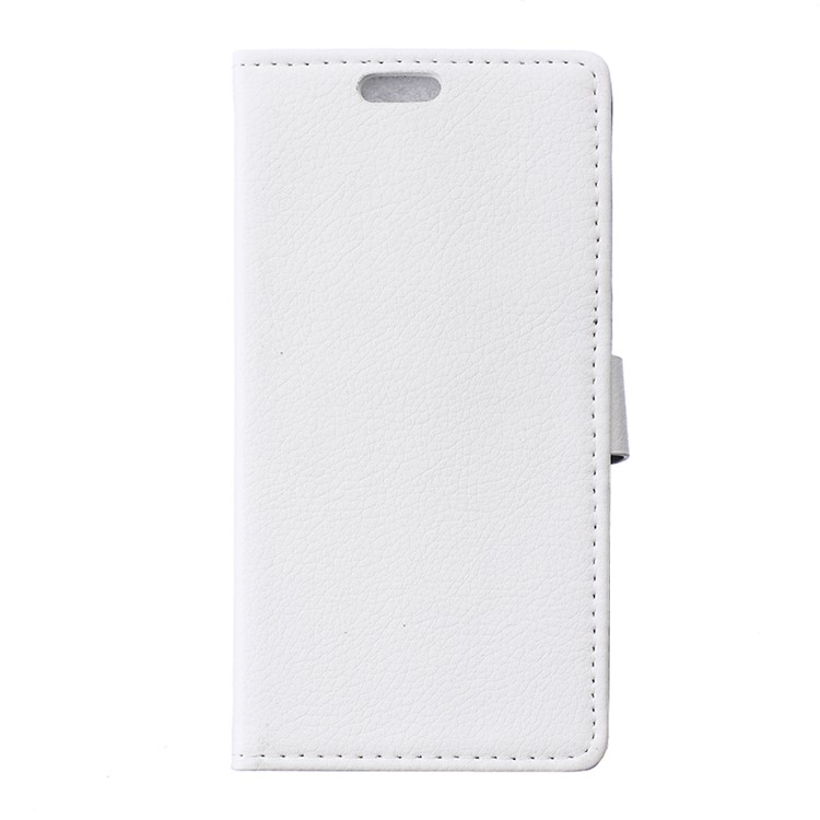 Litchi Skin Leather Wallet Cover for Microsoft Lumia 550 - White-1