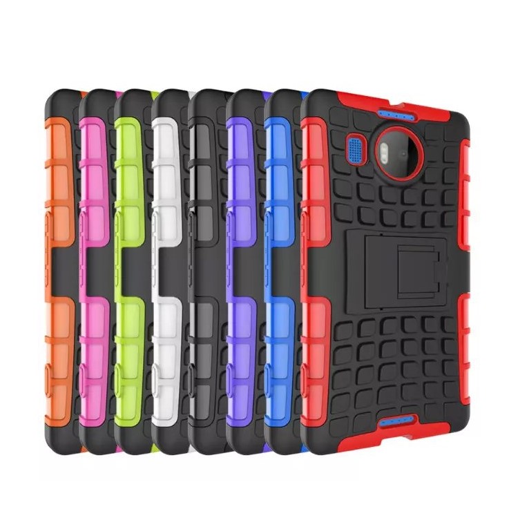 Hybrid PC + TPU Kickstand Phone Case for Microsoft Lumia 950 XL - Black-5