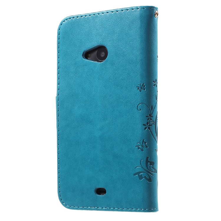 Butterfly Leather Phone Cover for Microsoft Lumia 535 / Dual Sim - Blue-2