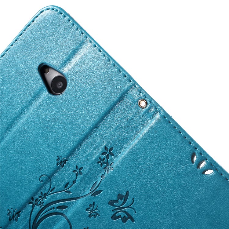 Butterfly Leather Phone Cover for Microsoft Lumia 535 / Dual Sim - Blue-6