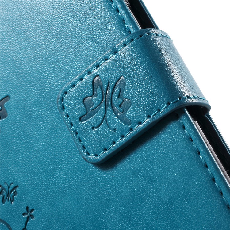 Butterfly Leather Phone Cover for Microsoft Lumia 535 / Dual Sim - Blue-7