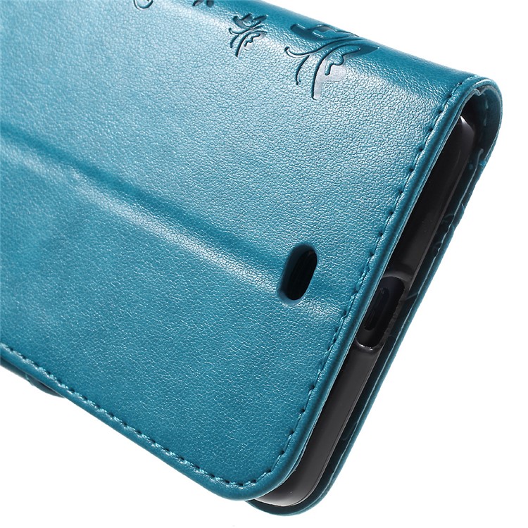 Butterfly Leather Phone Cover for Microsoft Lumia 535 / Dual Sim - Blue-8