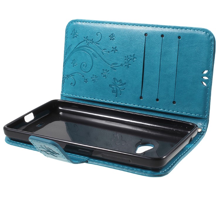 Butterfly Leather Phone Cover for Microsoft Lumia 535 / Dual Sim - Blue-9