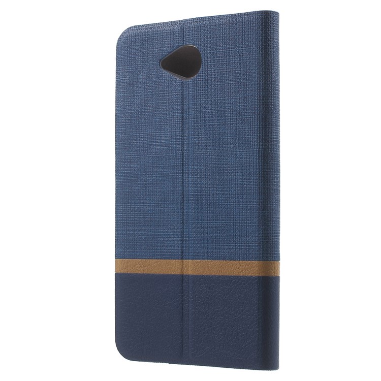 Contrast Color Steel Sheet Leather Case Stand for Microsoft Lumia 650 - Blue-3