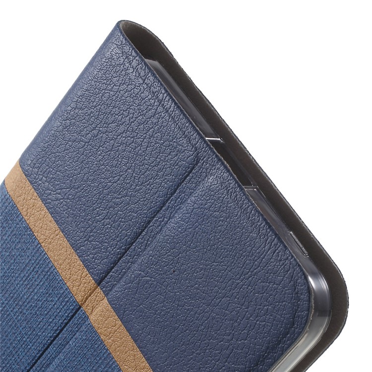 Contrast Color Steel Sheet Leather Case Stand for Microsoft Lumia 650 - Blue-17
