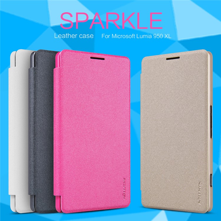 NILLKIN Sparkle Series Flip Leather Cover for Microsoft Lumia 950 XL - White-7