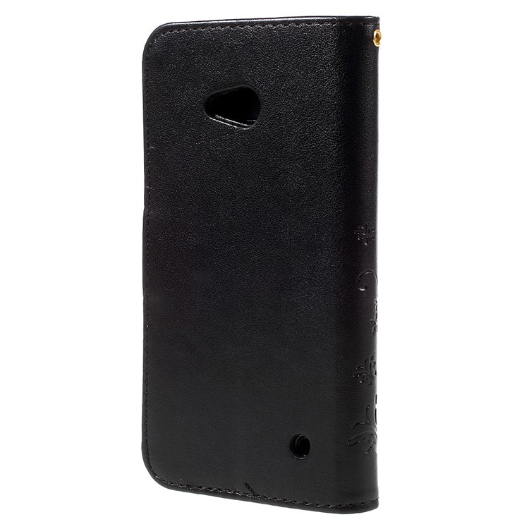 Butterfly Leather Wallet Case for Microsoft Lumia 640 LTE / Dual Sim - Black-2