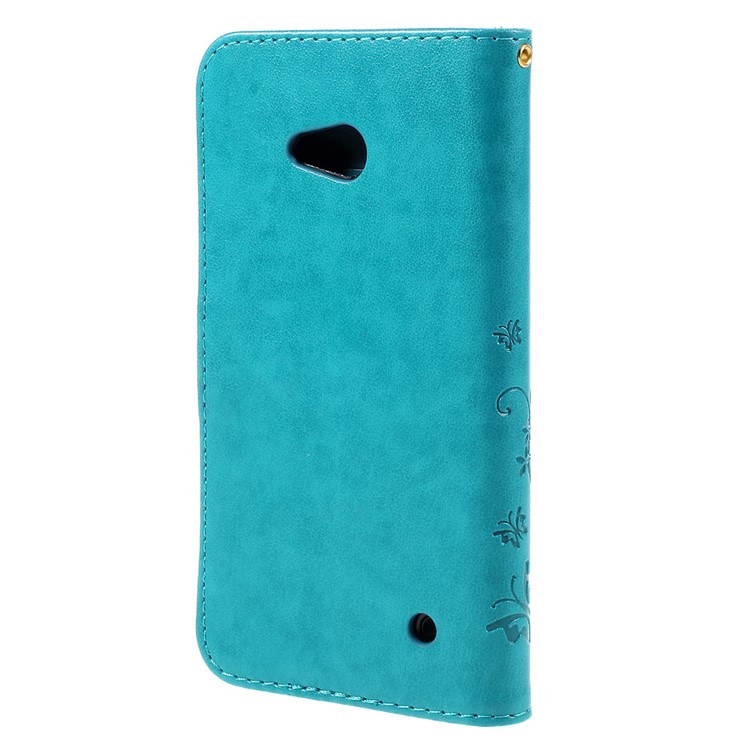 Butterfly Leather Card Holder Case for Microsoft Lumia 640 LTE / Dual Sim - Blue-2