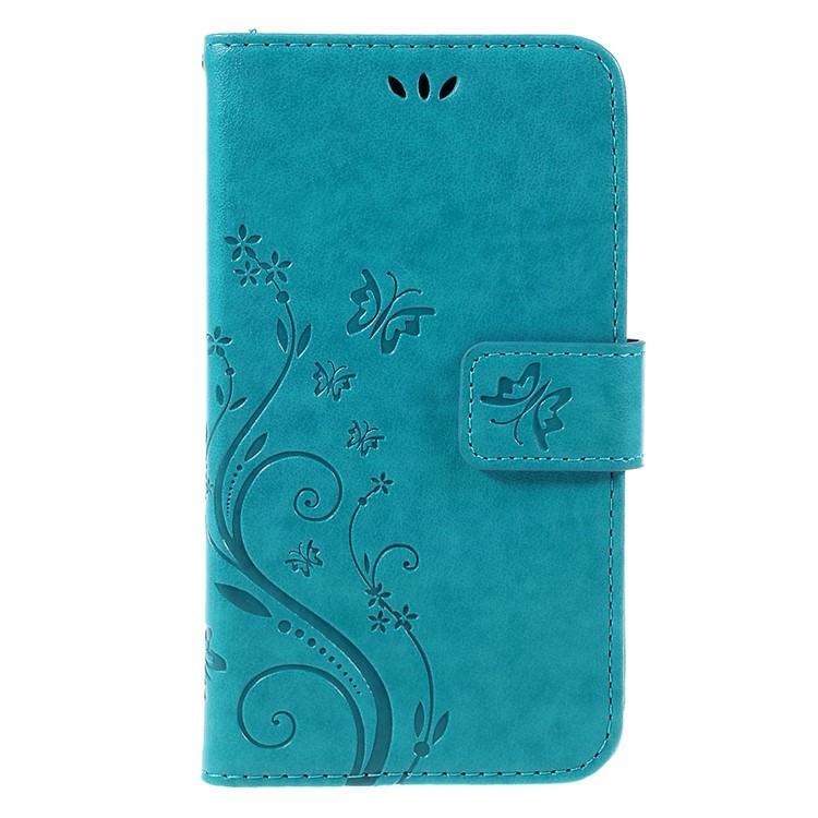 Butterfly Leather Card Holder Case for Microsoft Lumia 640 LTE / Dual Sim - Blue-3