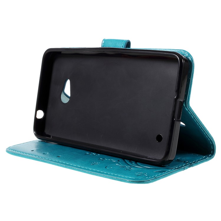 Butterfly Leather Card Holder Case for Microsoft Lumia 640 LTE / Dual Sim - Blue-4