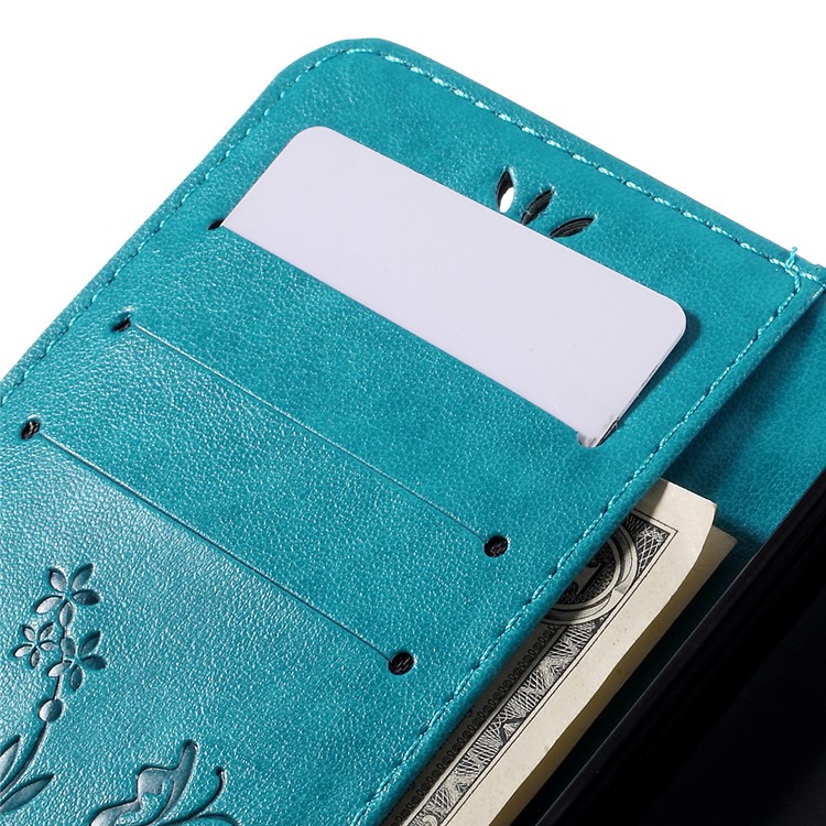 Butterfly Leather Card Holder Case for Microsoft Lumia 640 LTE / Dual Sim - Blue-7